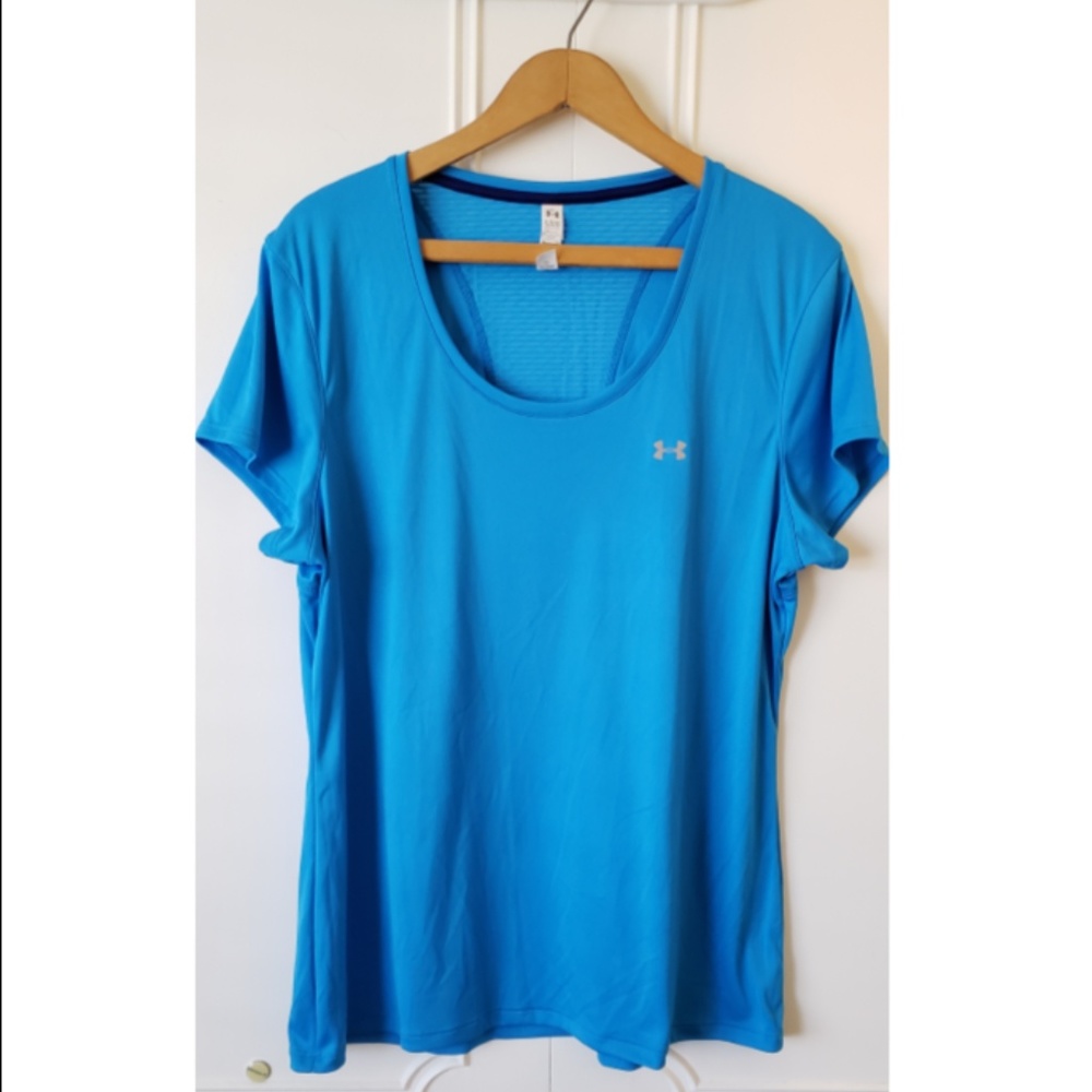 Under Armour turquoise short sleeved tech top
